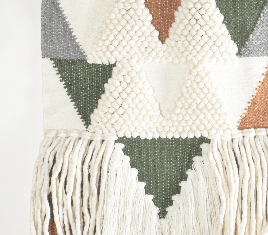 Handwoven & Tufted Geometric Fringed Wall Hanging Q4 - GAAIA
