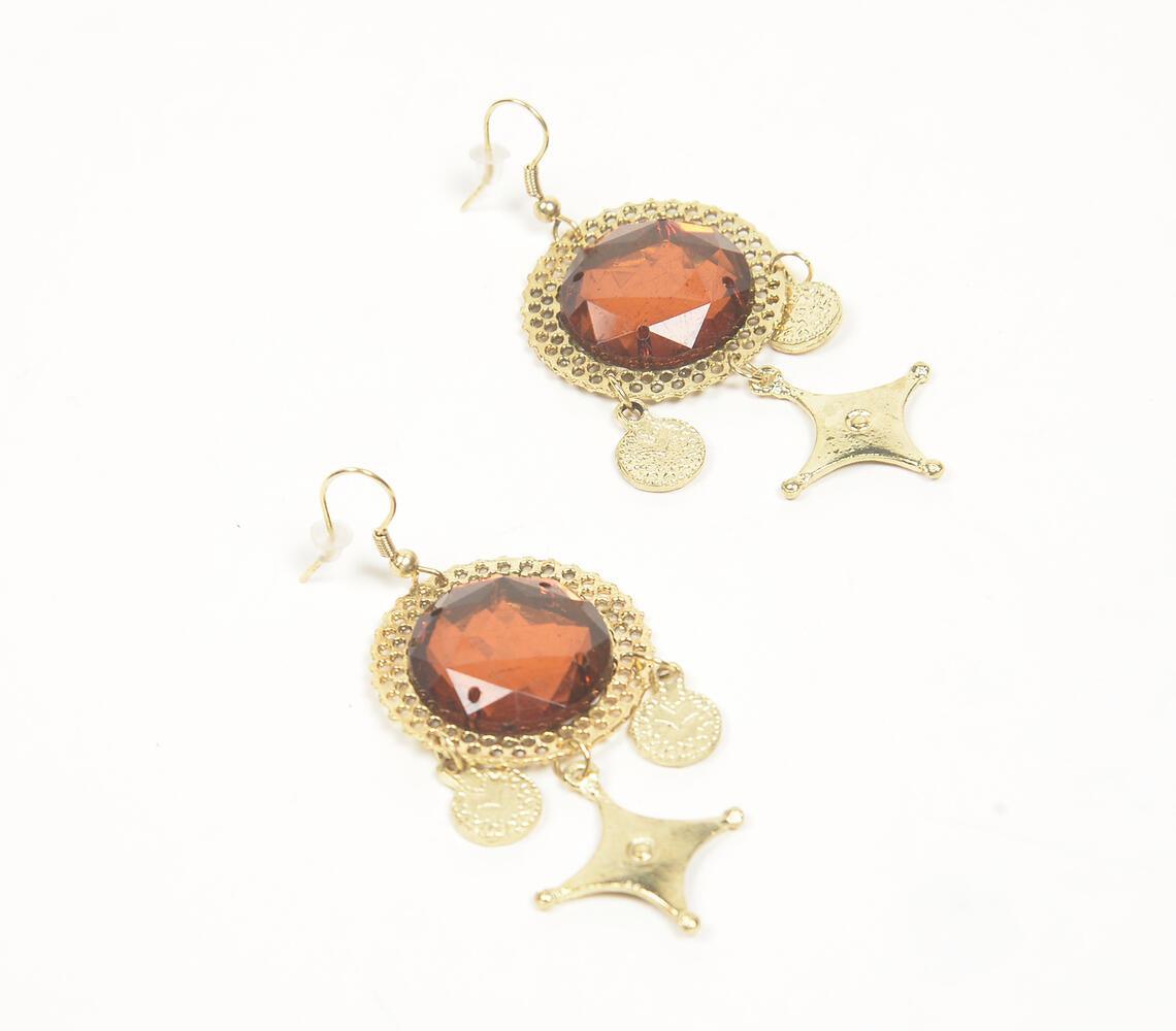 Hazel Stone & Metallic Star Dangle Earrings - GAAIA