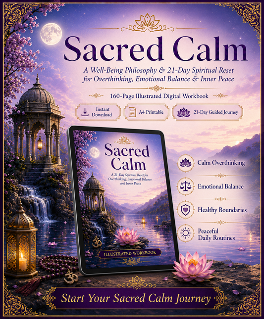 Sacred Calm: A Well-Being Philosophy & 21-Day Spiritual Reset for Overthinking, Emotional Balance and Inner Peace — 160-Page Illustrated Digital Workbook