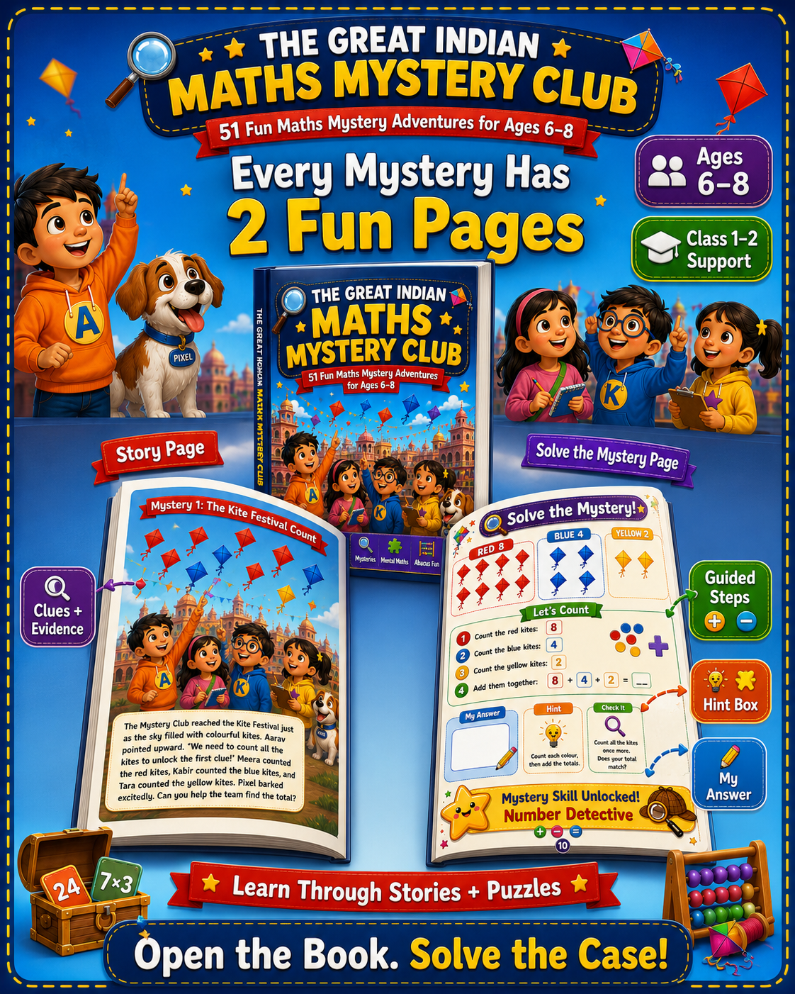 The Great Indian Maths Mystery Club 🕵️‍♂️ | 51 Fun Maths Adventures, Puzzles & Mental Maths Activities for Kids Ages 6–8