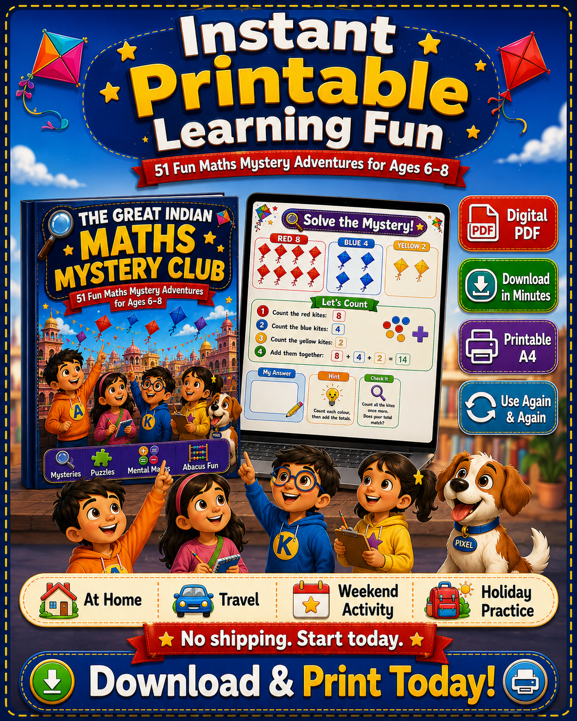 The Great Indian Maths Mystery Club 🕵️‍♂️ | 51 Fun Maths Adventures, Puzzles & Mental Maths Activities for Kids Ages 6–8