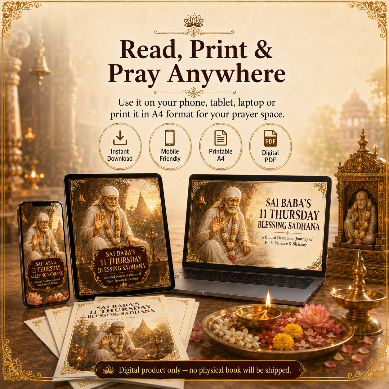 Sai Baba’s 11 Thursday Blessing Sadhana – Complete Devotional E-Book with Prayers, Mantras, Affirmations & Gratitude Journal