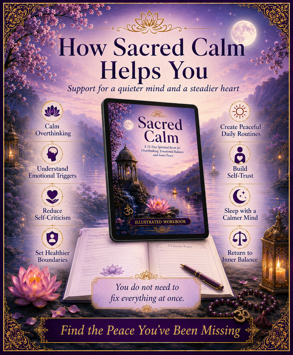 Sacred Calm: A Well-Being Philosophy & 21-Day Spiritual Reset for Overthinking, Emotional Balance and Inner Peace — 160-Page Illustrated Digital Workbook