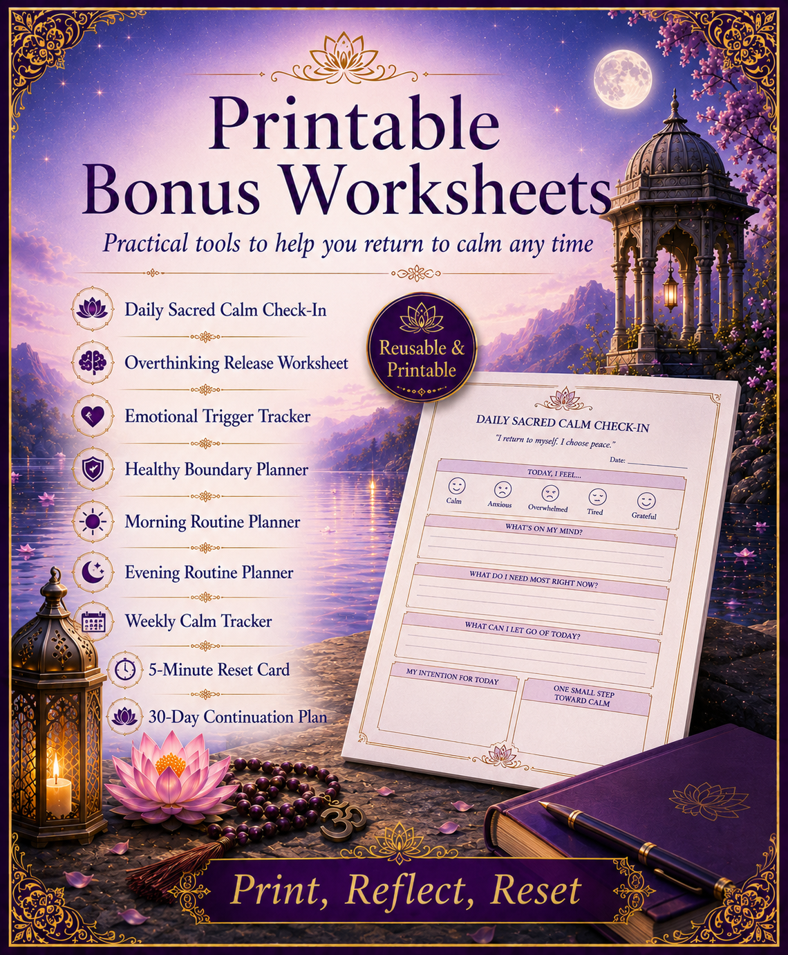 Sacred Calm: A Well-Being Philosophy & 21-Day Spiritual Reset for Overthinking, Emotional Balance and Inner Peace — 160-Page Illustrated Digital Workbook