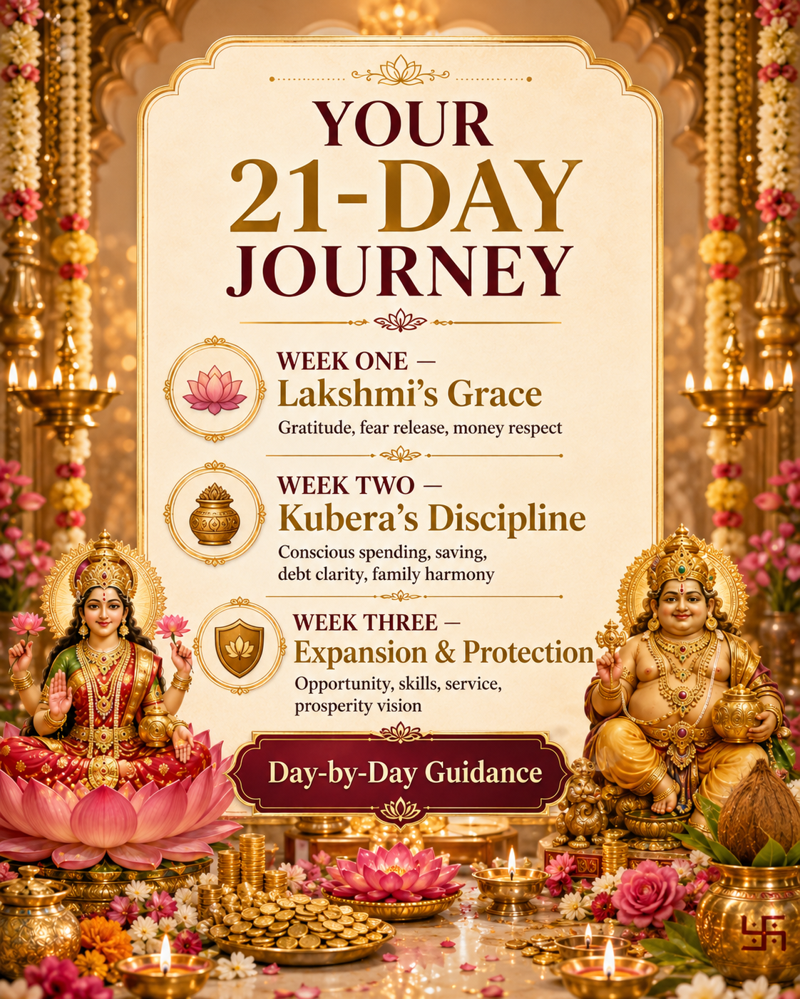 Lakshmi Kubera’s 21-Day Prosperity Sadhana – Illustrated Wealth, Abundance & Financial Peace,Daily Mantras, Puja, Prayers