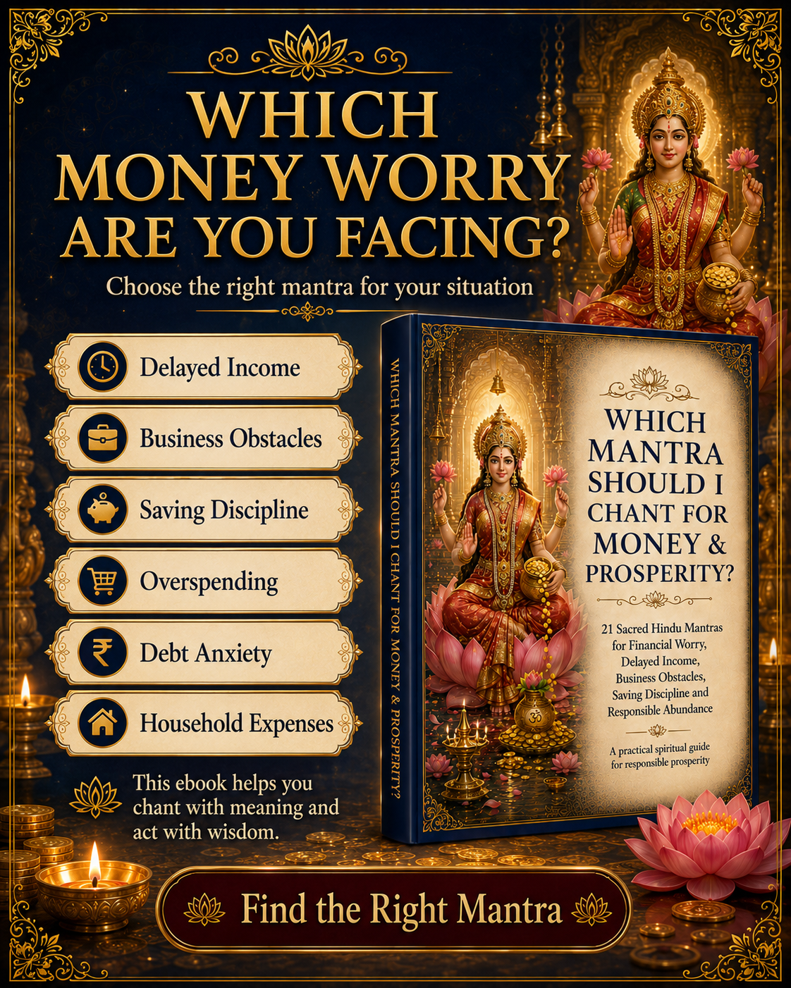 Which Mantra Should I Chant for Money & Prosperity? 💰✨ | 21 Sacred Hindu Mantras – Illustrated 100-Page Digital Ebook