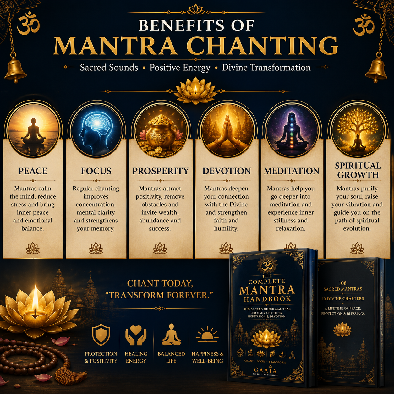 The Complete Mantra Handbook – 108 Powerful Hindu Mantras for Daily Chanting, Meditation & Spiritual Growth (Premium Illustrated eBook)