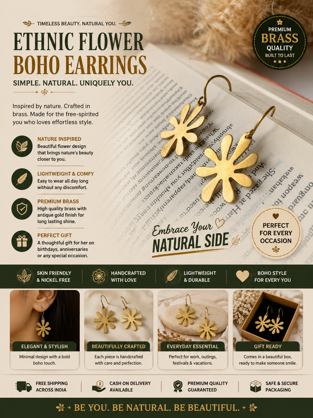 Ethnic Flower Boho Earrings