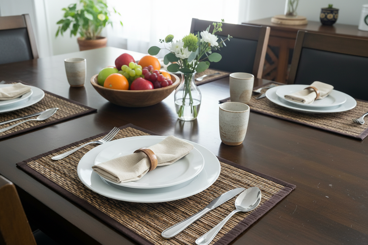 Handmade Coconut Stick Table Mat | Eco Friendly Natural Dining Placemat | Sustainable Home & Kitchen Decor (Set Of 4)