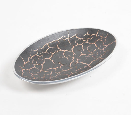 Oval black textured egg plate - GAAIA