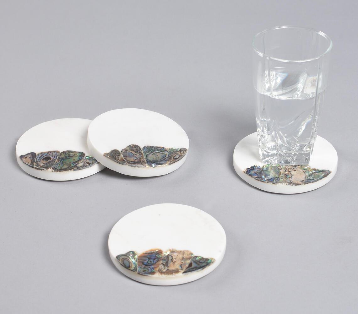 Abalone Shell Inlaid Marble Coasters (set of 4) - GAAIA