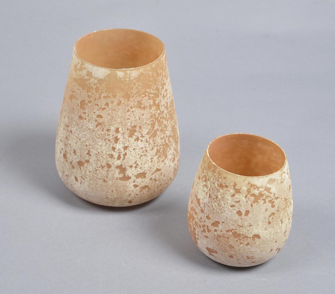 Abstract Orange Glass Votives (Set of 2) - GAAIA