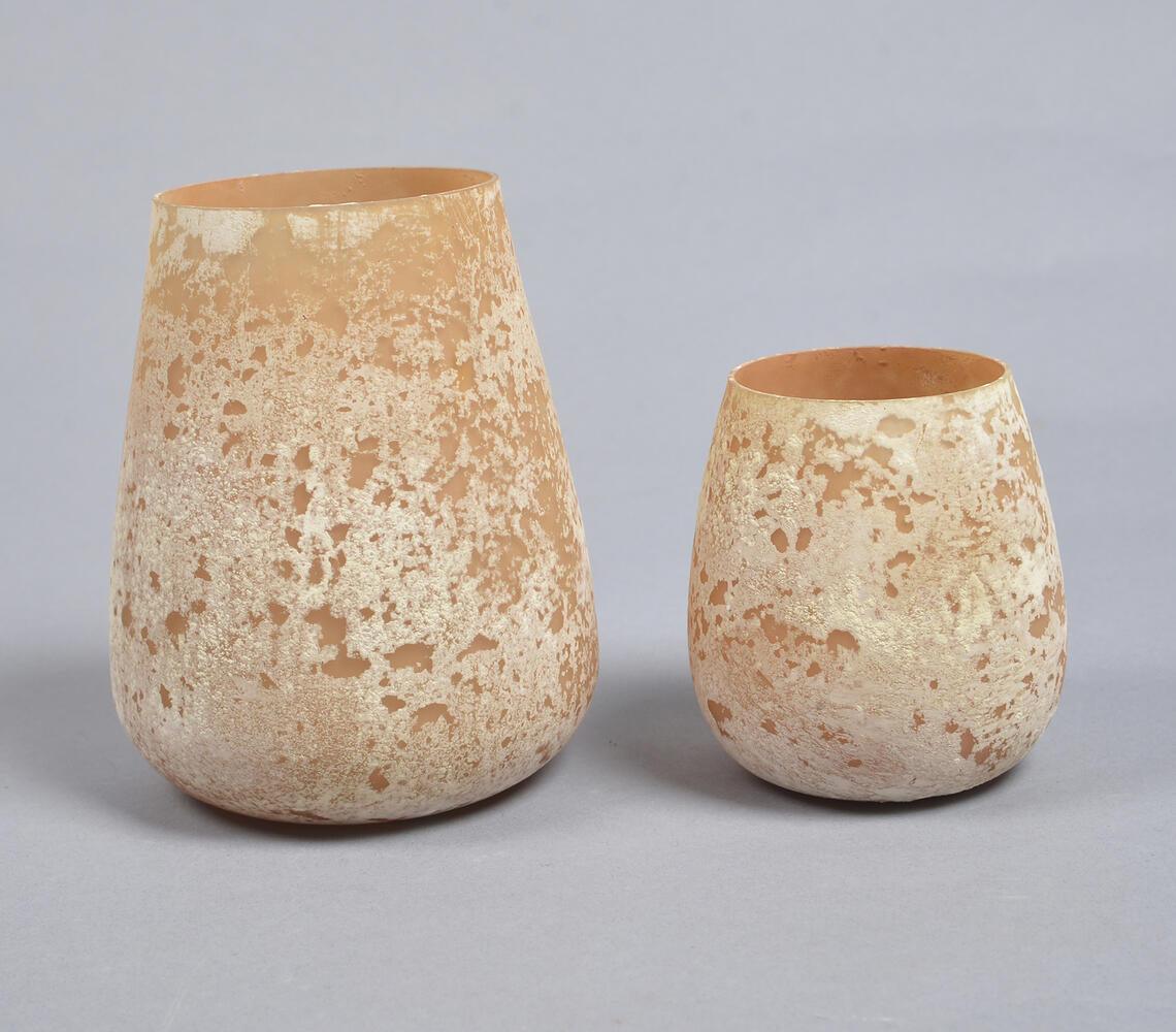 Abstract Orange Glass Votives (Set of 2) - GAAIA