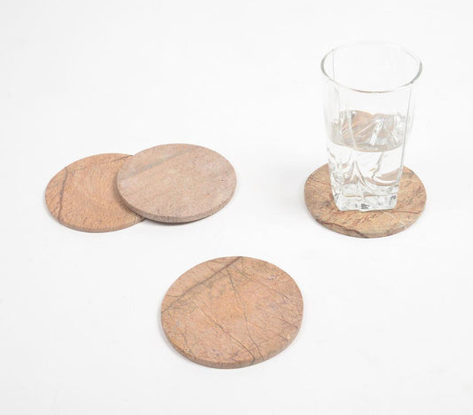 Abstract Textured Round Stone Coasters (Set of 4) - GAAIA