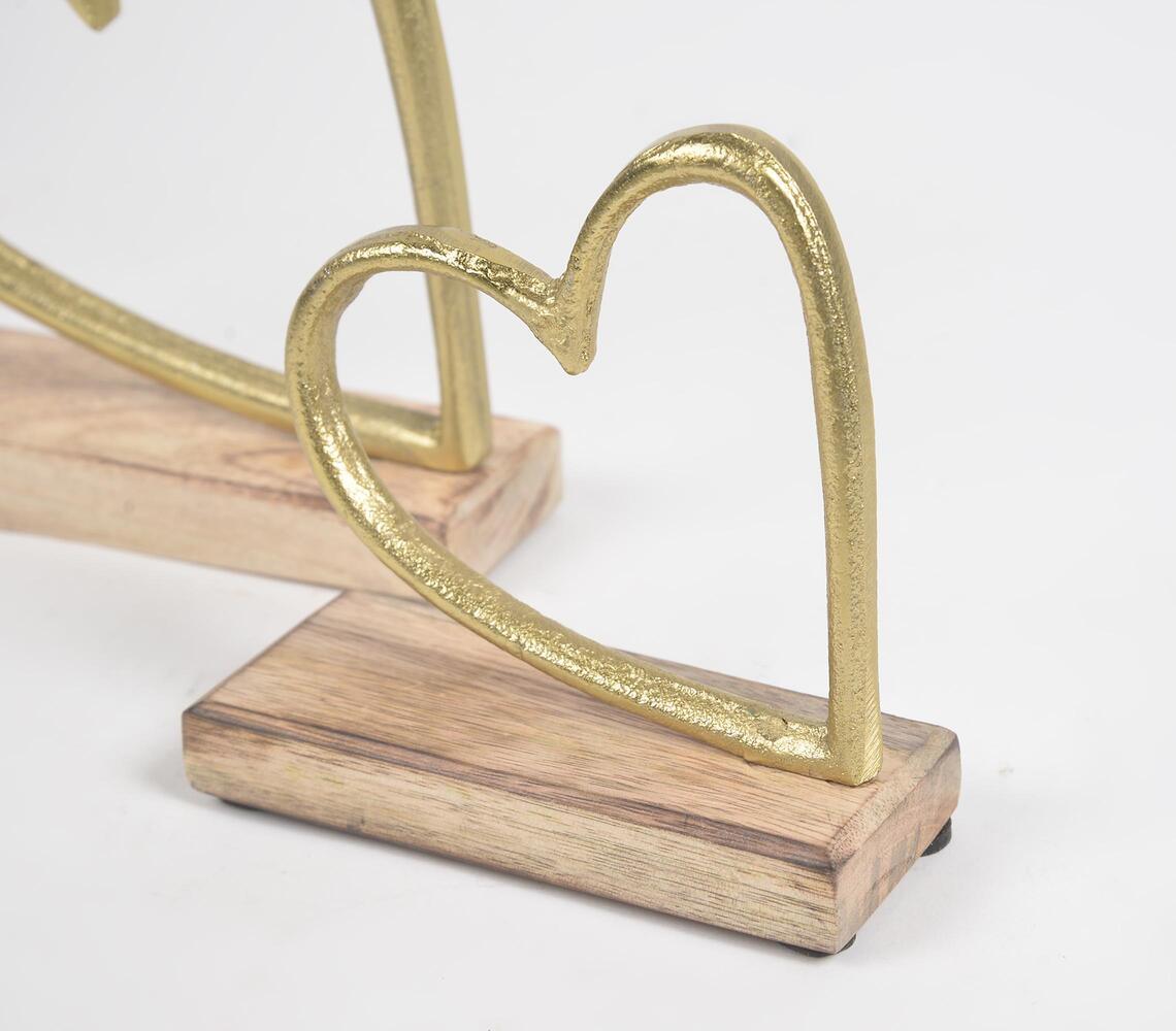 Aluminium Hearts With Wooden Base (set of 2) - GAAIA