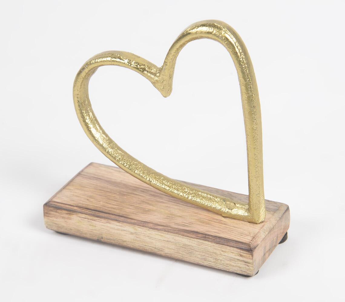 Aluminium Hearts With Wooden Base (set of 2) - GAAIA