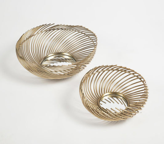 Antique Gold-Toned Iron Swirl Utility Bowls (set of 2) - GAAIA