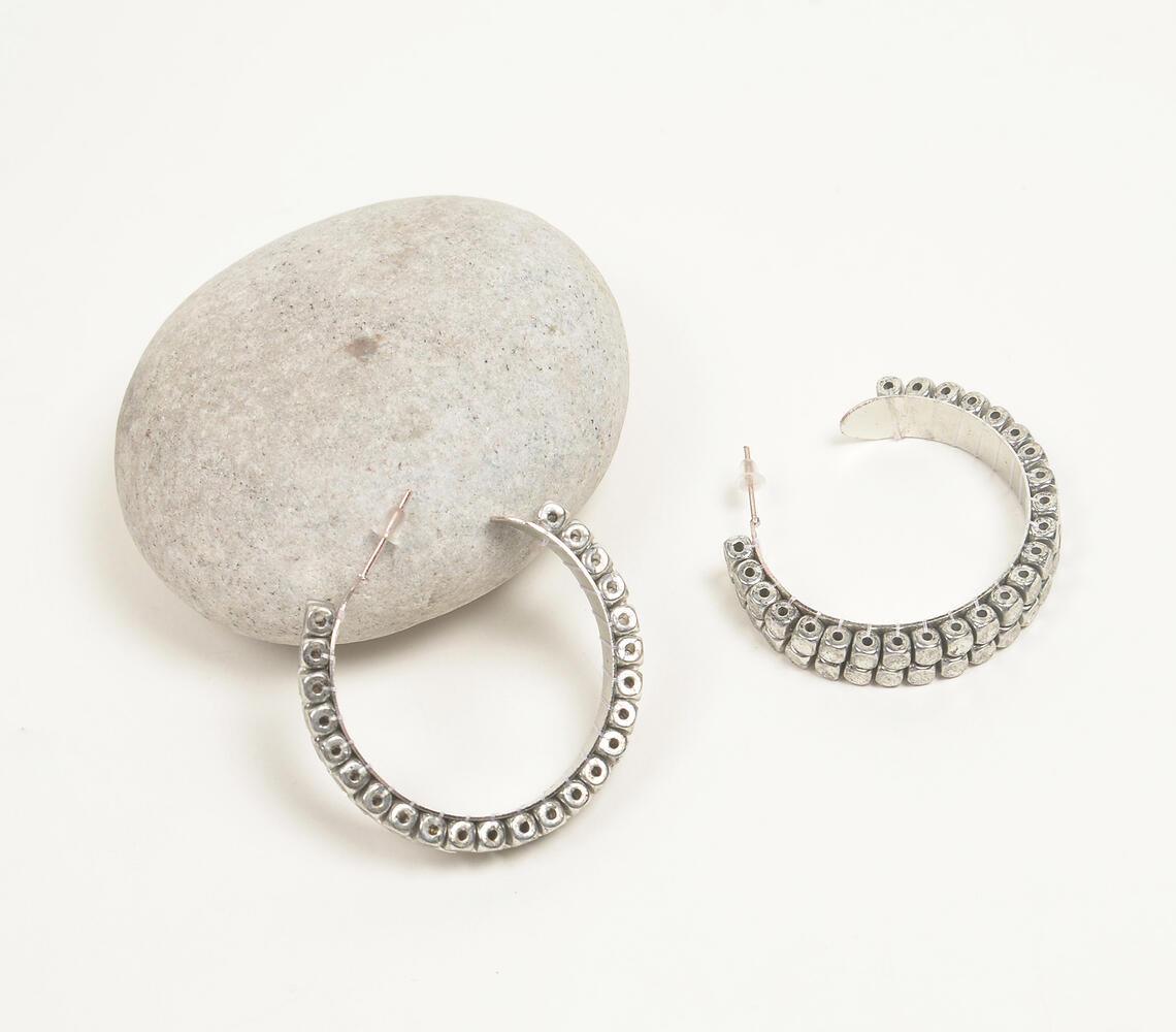 Antique Silver-Toned Iron C-Hoop Earrings - GAAIA