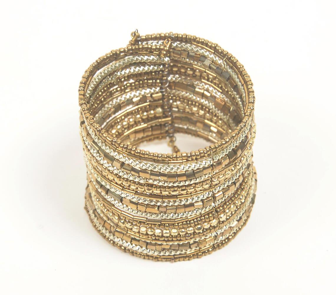 Beaded & Golden-Toned Iron Stacked Bracelet - GAAIA