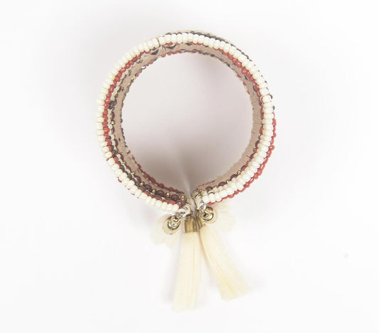 Beaded & Tasseled Ethnic Stacked Bracelet - GAAIA