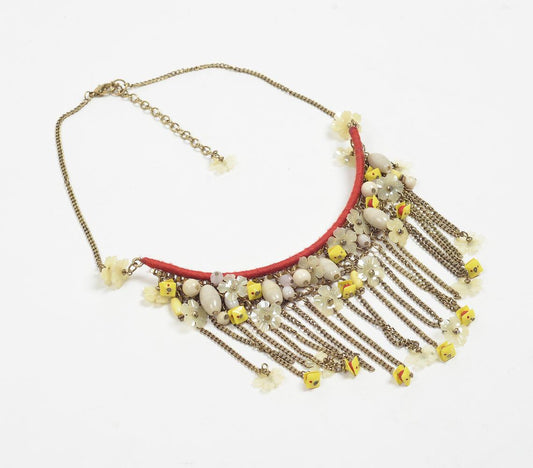 Beaded Daisies Drop Necklace - GAAIA