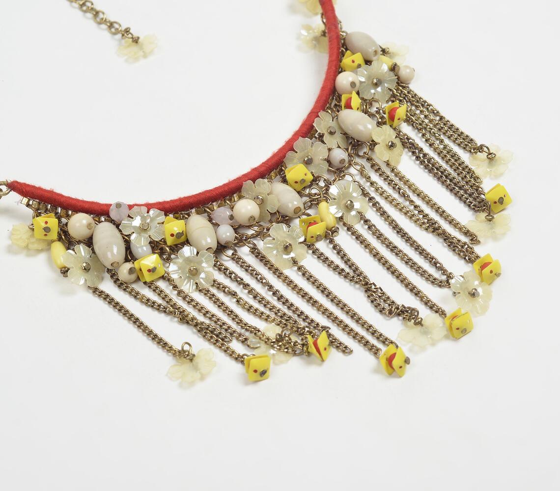 Beaded Daisies Drop Necklace - GAAIA