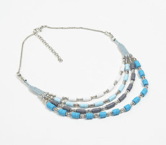 Beaded Multi-Strand Necklace with Extension Chain - GAAIA