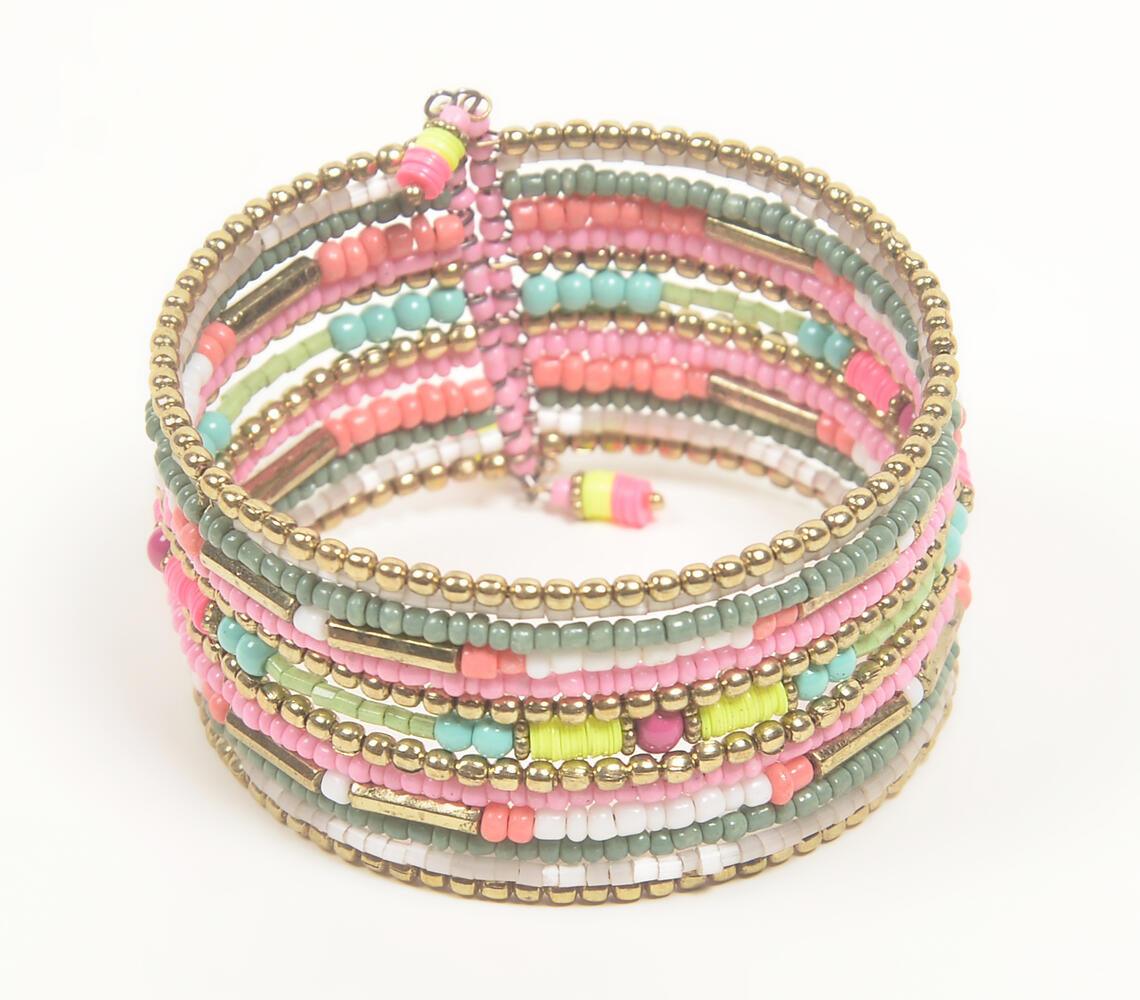 Beaded Neon-Pastel Stacked Boho Bracelet - GAAIA