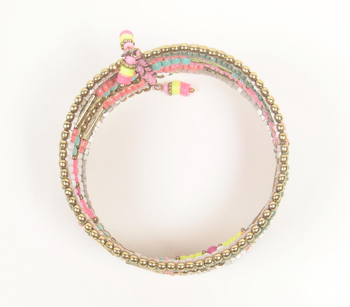 Beaded Neon-Pastel Stacked Boho Bracelet - GAAIA