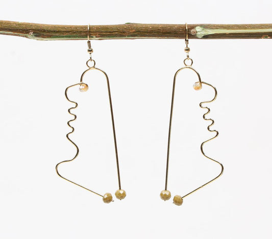 Brass Abstract Dangle Earrings - GAAIA