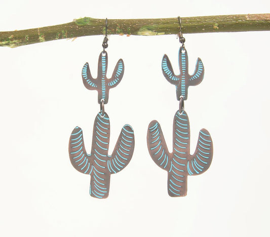 Brass & Resin Cacti Dangle Earrings - GAAIA