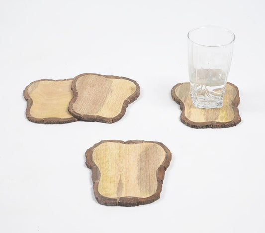 Bread Slice-Shaped Wooden bark Coasters (Set Of 4) - GAAIA