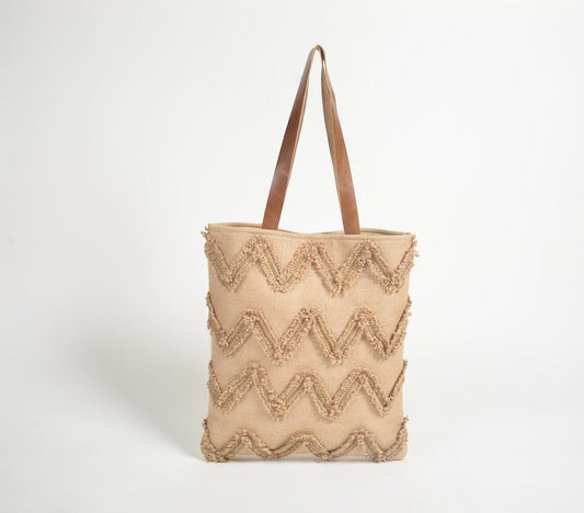 Chevron Frayed Jute Tote bag - GAAIA