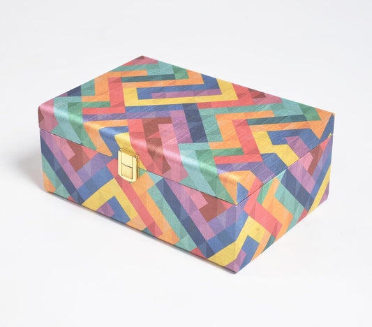 Chevron Shift Tussar Silk Jewelry Box - GAAIA