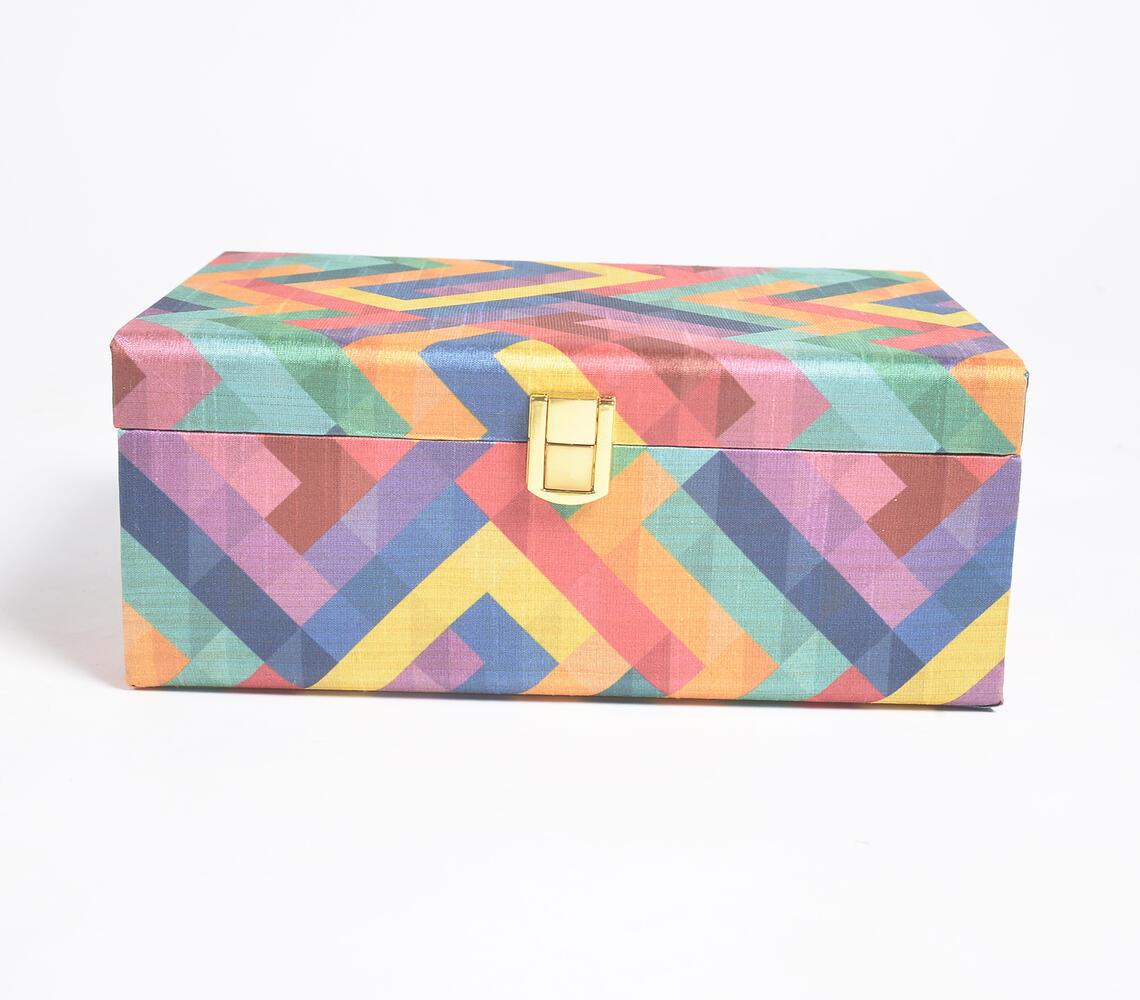 Chevron Shift Tussar Silk Jewelry Box - GAAIA