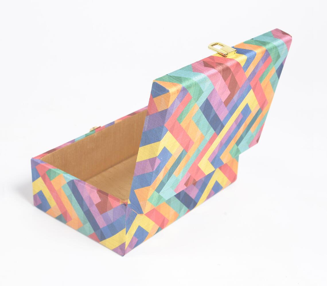 Chevron Shift Tussar Silk Jewelry Box - GAAIA