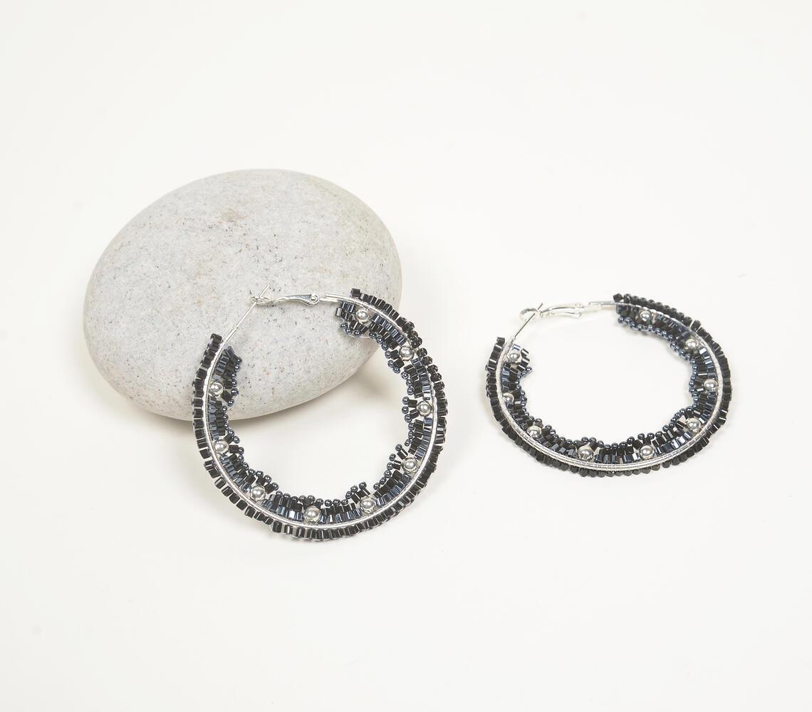 Chrome Funk Beaded Hoop Earrings - GAAIA