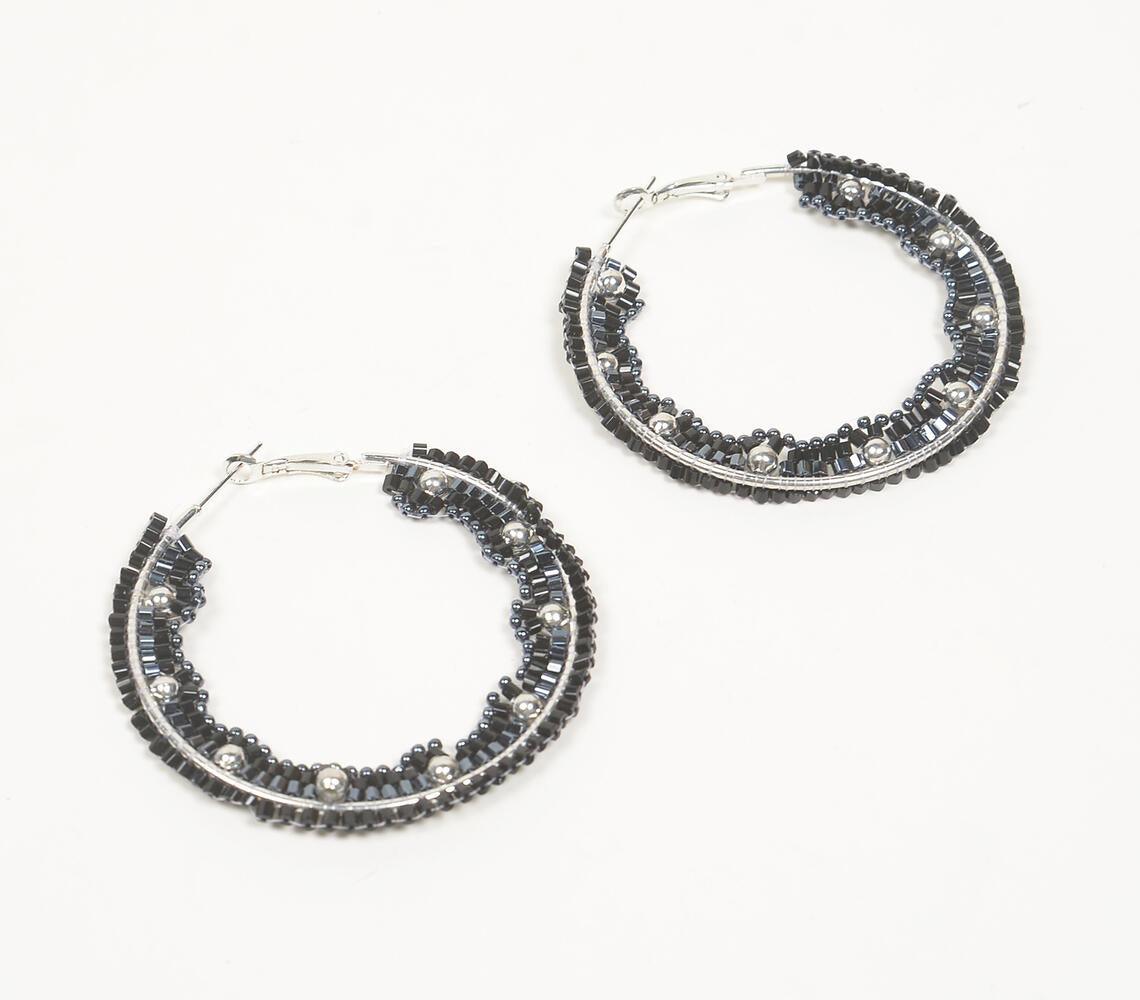 Chrome Funk Beaded Hoop Earrings - GAAIA