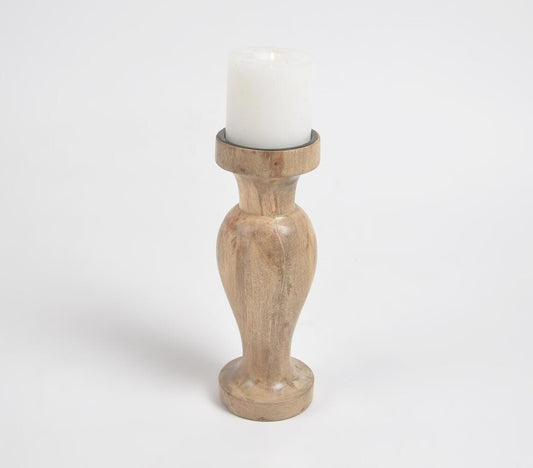 Classic Turned Wooden Candle Holder - GAAIA