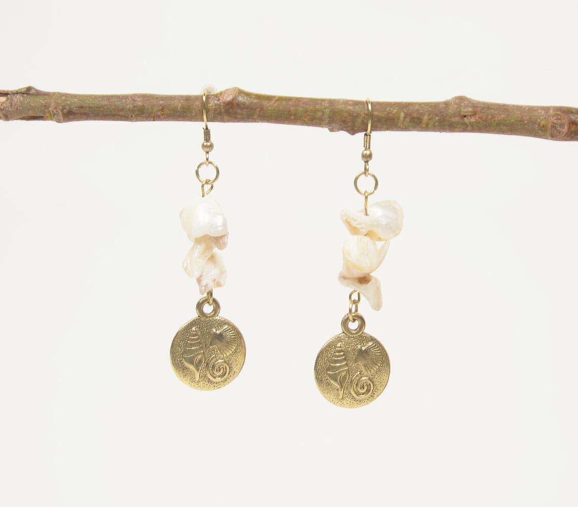 Coastal Coin & Seashell Dangle Earrings - GAAIA