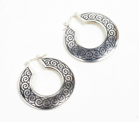 Coil Etched Brass Huggie Hoop Earrings - GAAIA