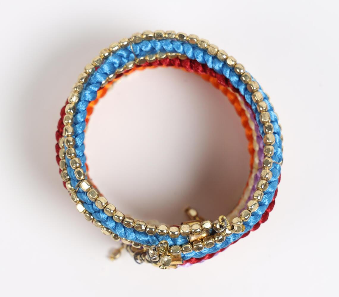 Colorful Braided & Metallic Beaded Stacked Bracelet - GAAIA