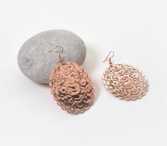 Copper-Toned Brass Antique Dangle Earrings - GAAIA