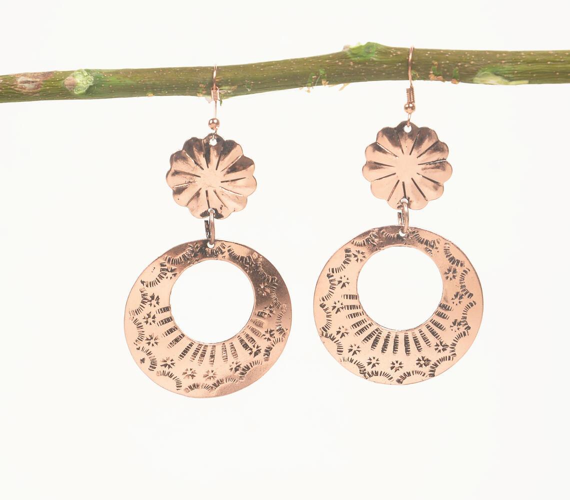 Copper-Toned Brass Floral Dangle Earrings Q1 - GAAIA