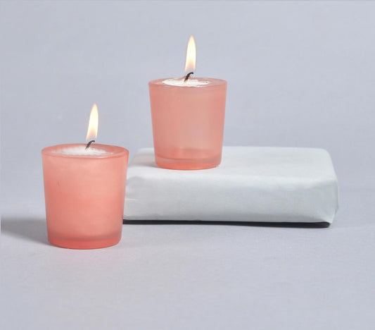 Coral Frosted Glass Votives (set of 2) - GAAIA