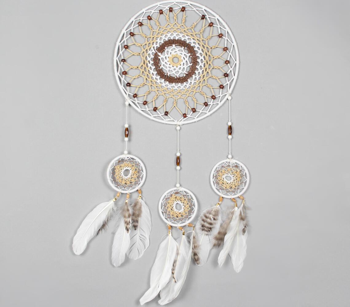 Cotton Crochet & Faux Feathers Dreamcatcher - GAAIA