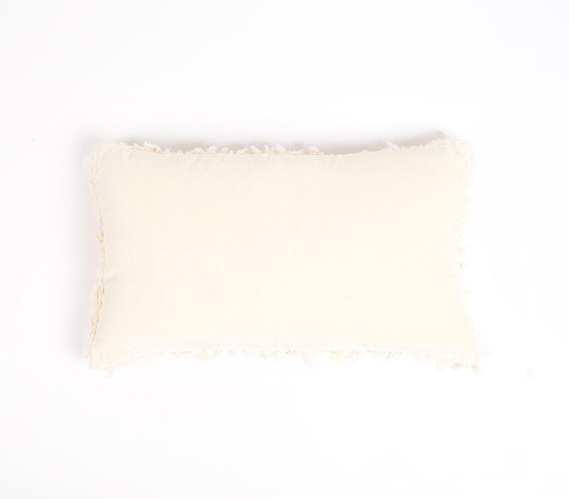 Cotton Lumbar Cushion Cover with Frayed Edges - GAAIA