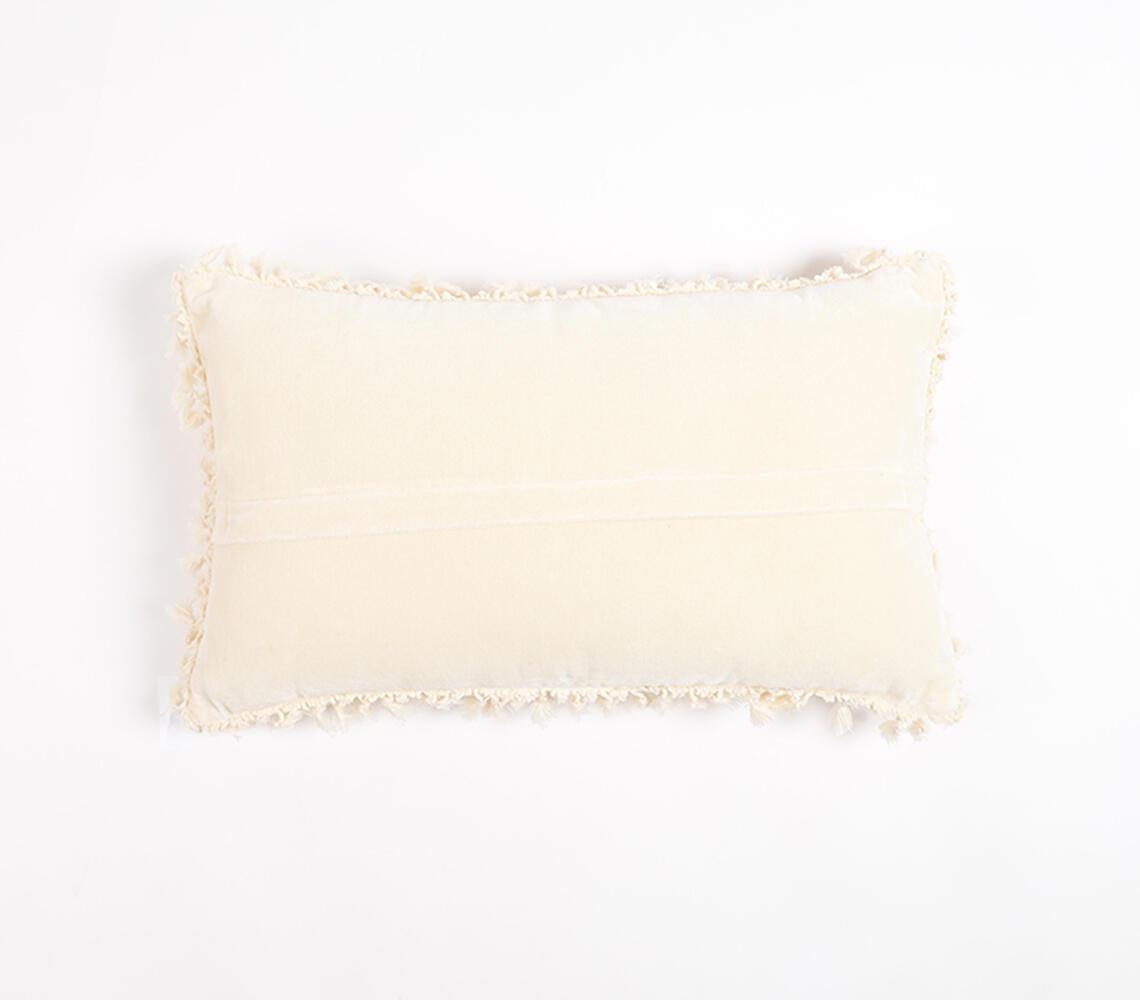 Cotton Lumbar Cushion Cover with Frayed Edges - GAAIA