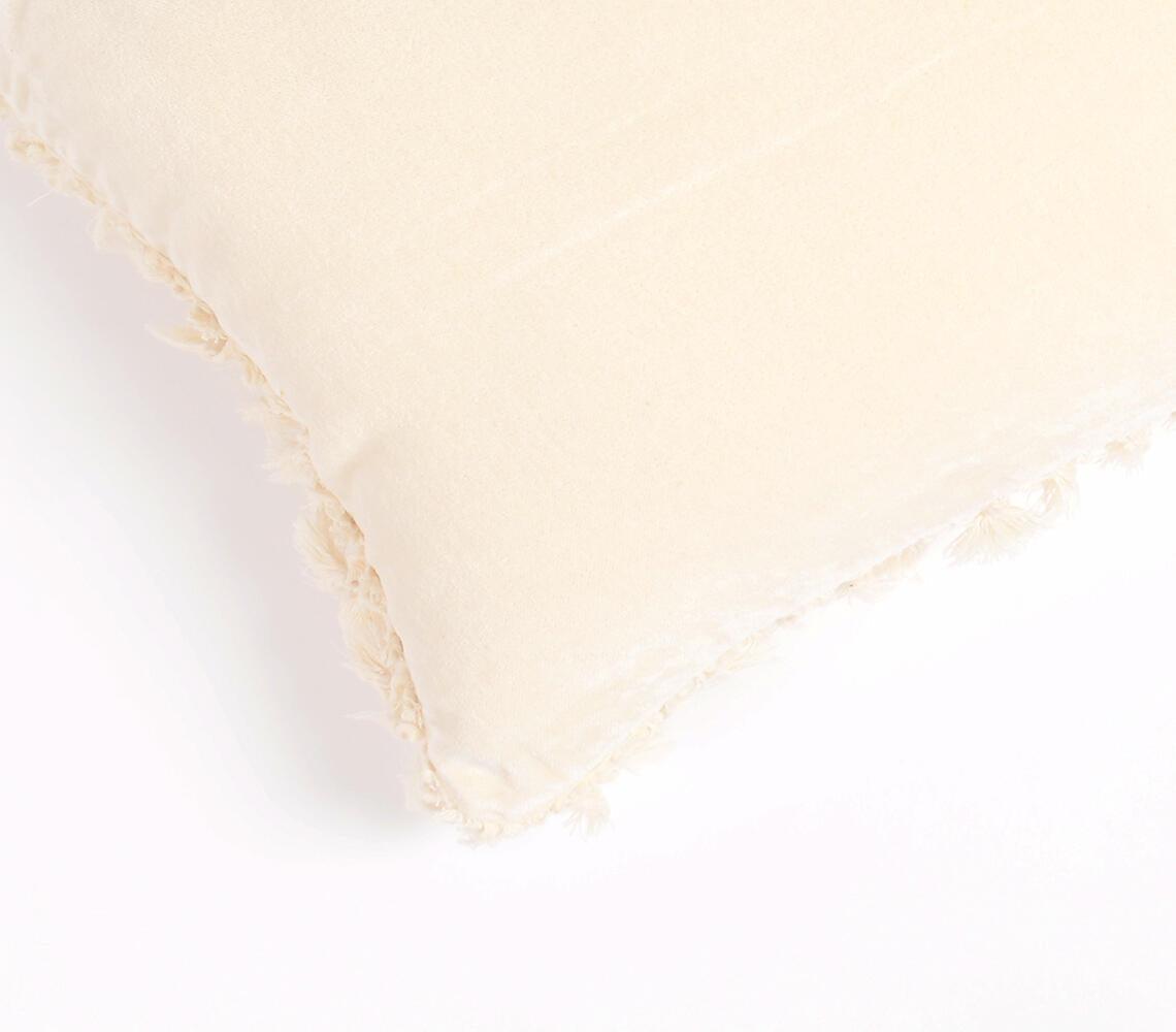 Cotton Lumbar Cushion Cover with Frayed Edges - GAAIA