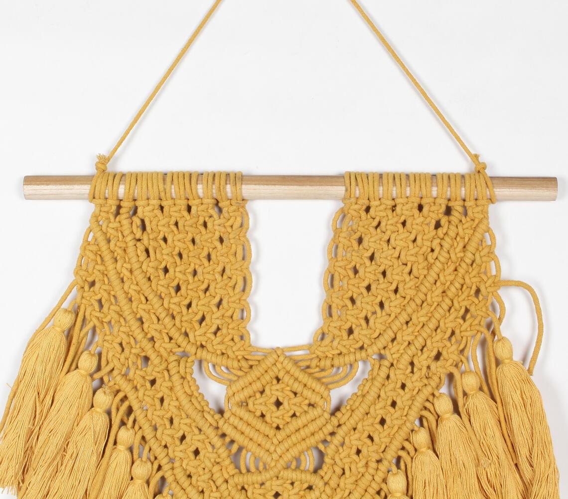 Cotton Macrame Mustard Tasseled Wall Decor - GAAIA